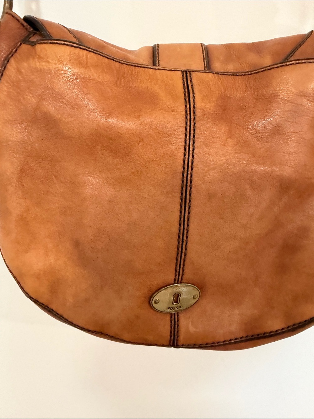 Fossil vintage Brown Leather Crossbody Saddle Bag - Picture 9 of 9
